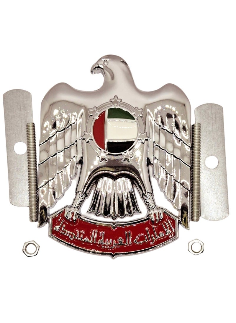 HERIOS UAE Eagle Logo Car Emblem, Silver Colour - Image 2